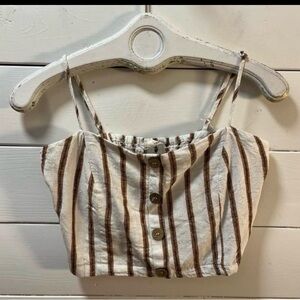 LOVE TREE Brown Striped Cropped Camisole Top Size L